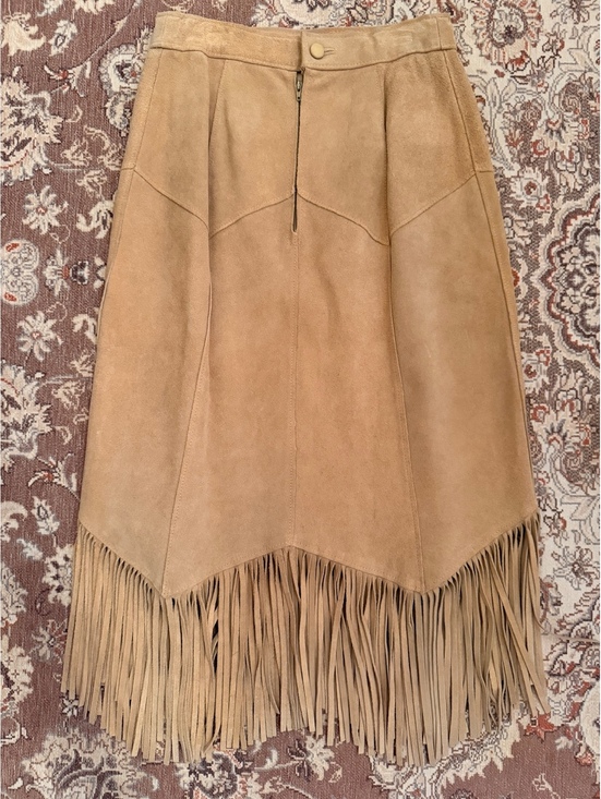Dresses & Skirts - Vintage Western Genuine Suede Tan Leather Fringe Skirt